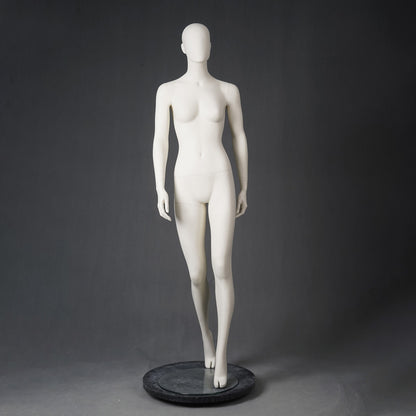 DE-LIANG Full Body Female Mannequins,Matte White Fiberglass Realistic Dress Form Display,Standing Window Display Model for Clothing Stores, Boutiques & Fashion Exhibitions