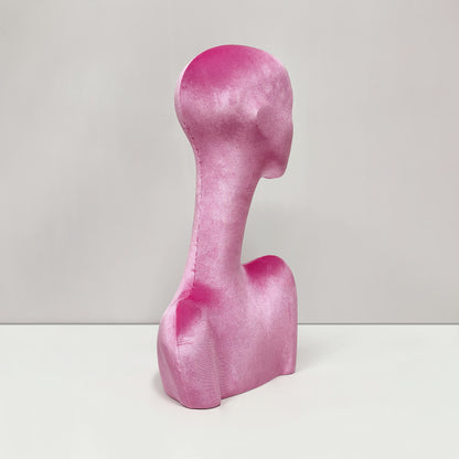 DE-LIANG Swan Neck Velvet Mannequin Head, Fiberglass Wig & Jewelry Display