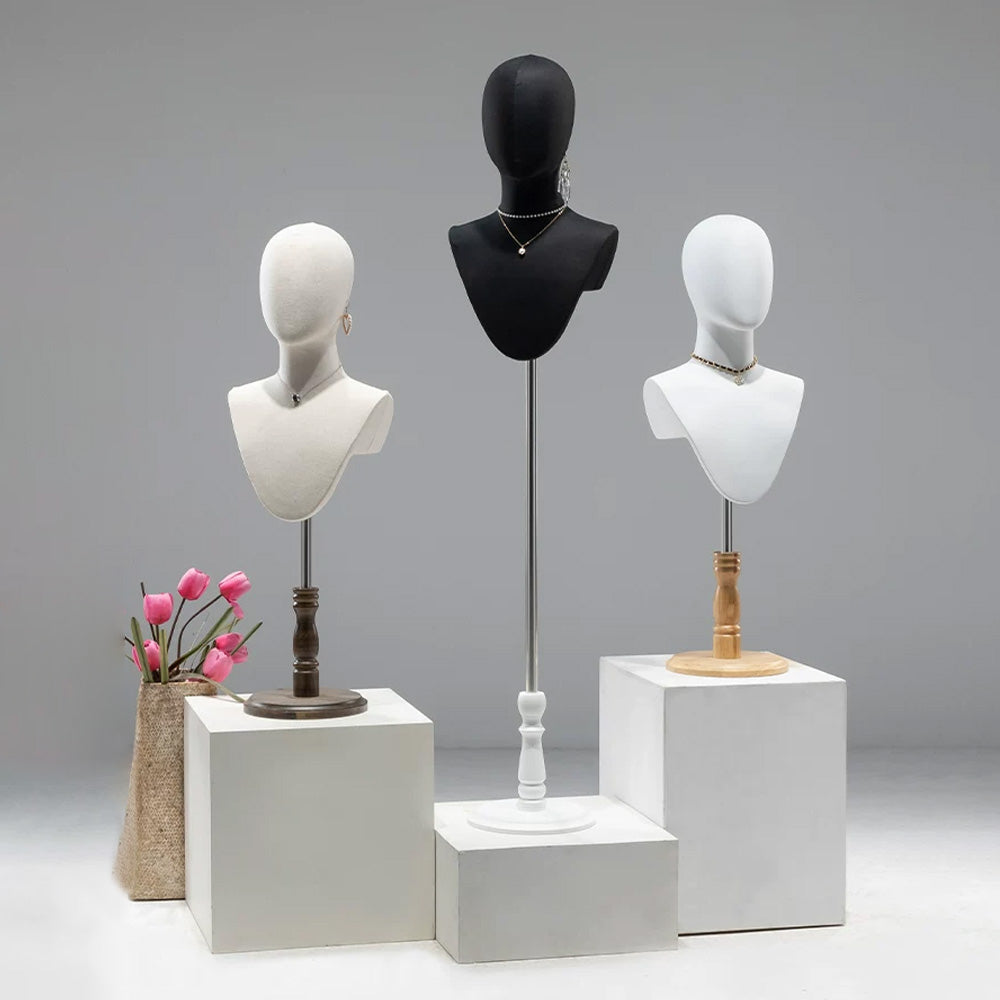 DE-LIANG Cosplay Mannequin Head Stand | Wigs Hats Jewelry | Extra-Long Wig Display