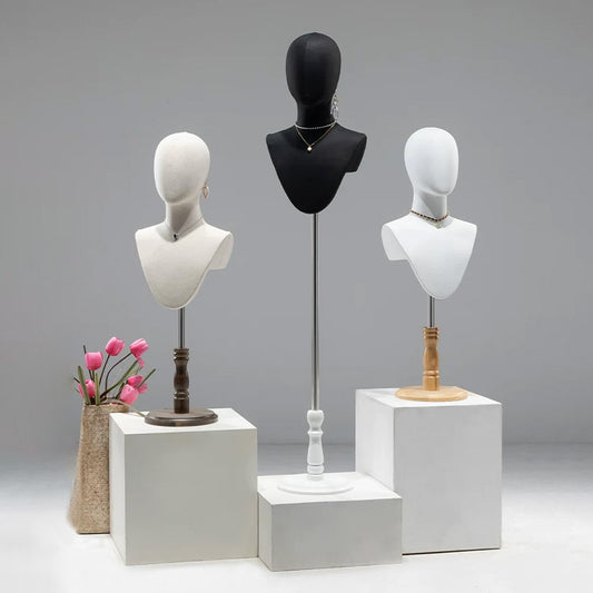DE-LIANG Cosplay Mannequin Head Stand | Wigs Hats Jewelry | Extra-Long Wig Display