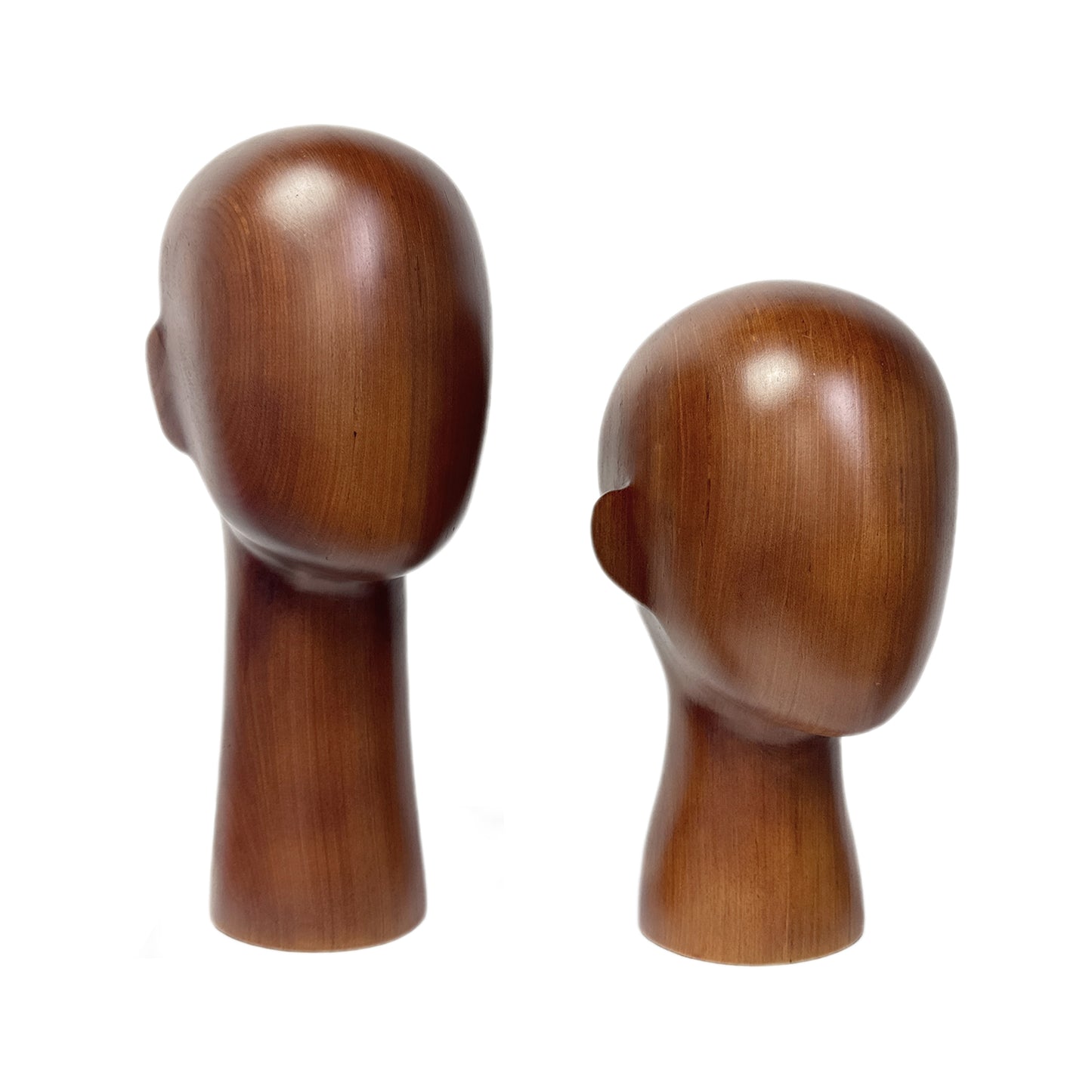 New Vintage Brown Wooden Head Mannequin, Solid Wood Hand Head Dress Form With Ear, Hat Wig Display Wood Mannequin ModelWiden Base, 32/37CM DE-LIANG