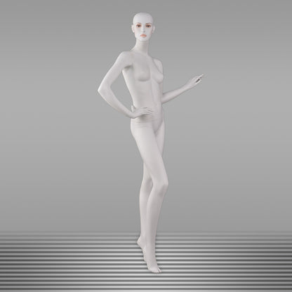 DE-LIANG White Female Full Body Mannequin with Abstract Head,Realistic Fiberglass Display Model for Boutique & Clothing Store Window Display