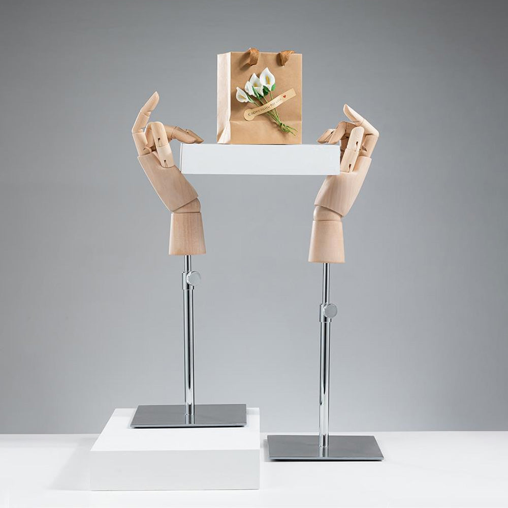 DE-LIANG Wooden Articulated Hand Mannequin with Stand – Jewelry & Bag Display Prop