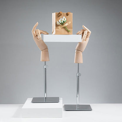 DE-LIANG Wooden Articulated Hand Mannequin with Stand – Jewelry & Bag Display Prop