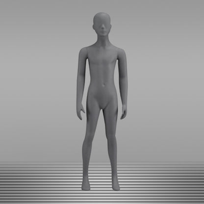 DE-LIANG Grey Kids Full Body Mannequins with Arms and Base – Child Dress Form Torso with Realistic Facial Features, Adjustable Display Dummy for Store Window & Boutique Clothing Display