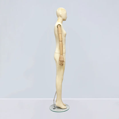 Luxury Matte Flannel Female Mannequin | Articulated Wooden Arms | DE-LIANG