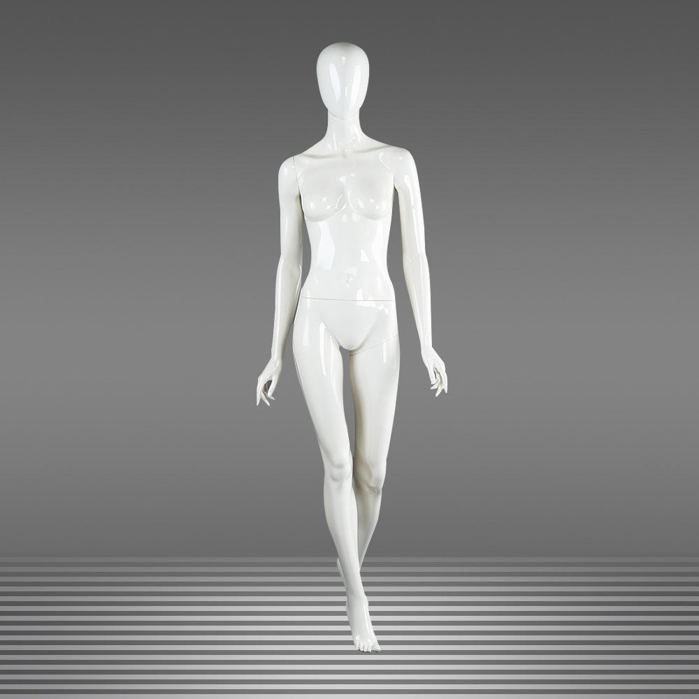 DE-LIANG Female Full Body Mannequins,Glossy White Fiberglass Realistic Dress Form