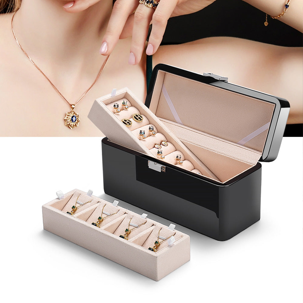 Light luxury piano wood paint jewelry box jewelry box ring necklace high-end jewelry jewelry box storage box DL01901 DE-LIANG