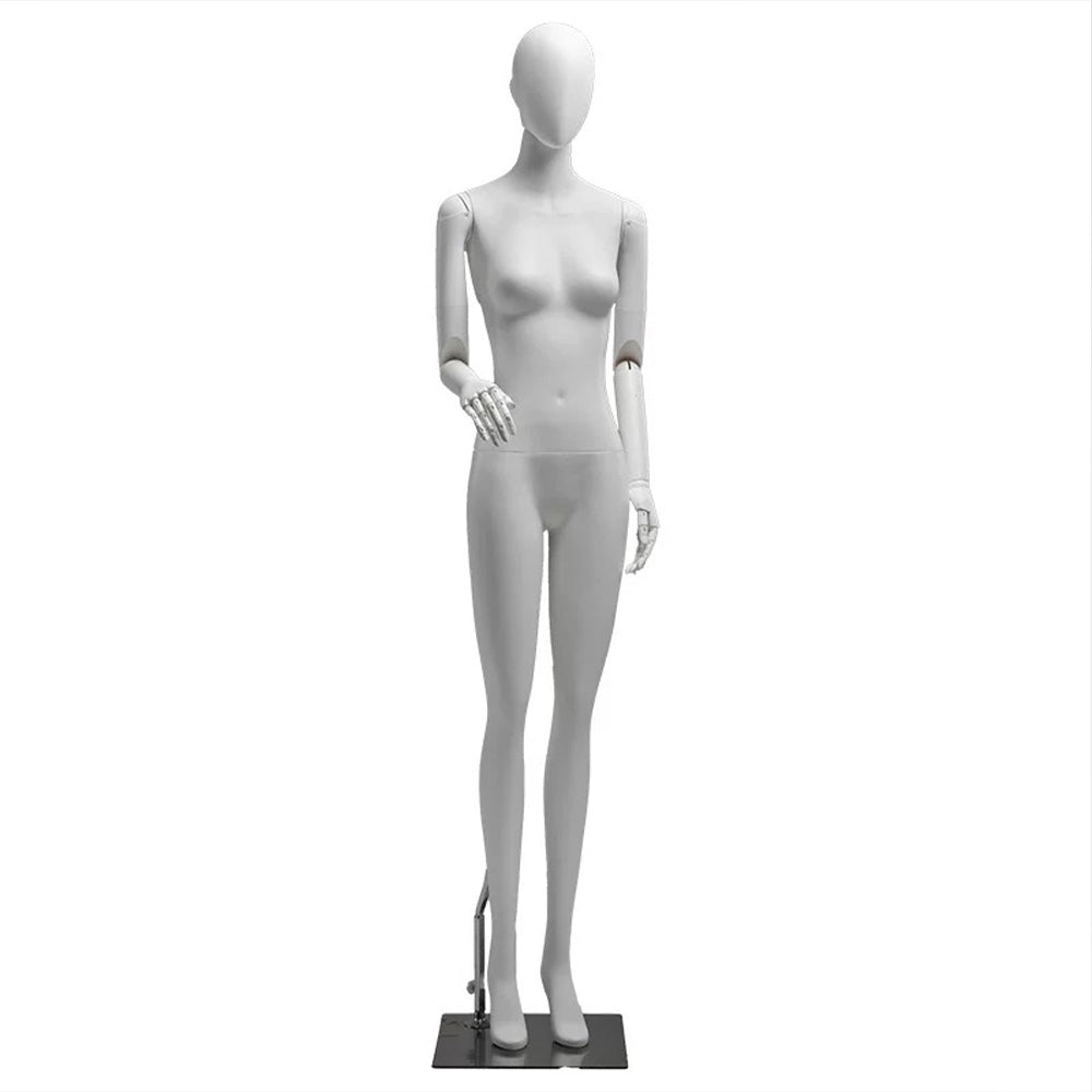 DE-LIANG Matte White Female Full-Body Mannequin, Poseable Joints, Window Display