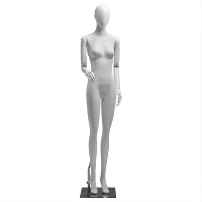DE-LIANG Matte White Female Full-Body Mannequin, Poseable Joints, Window Display
