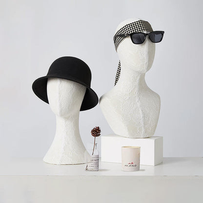 DE-LIANG Pinnable Lace Mannequin Head Display Stand for Hats Wigs Scarves & Jewelry