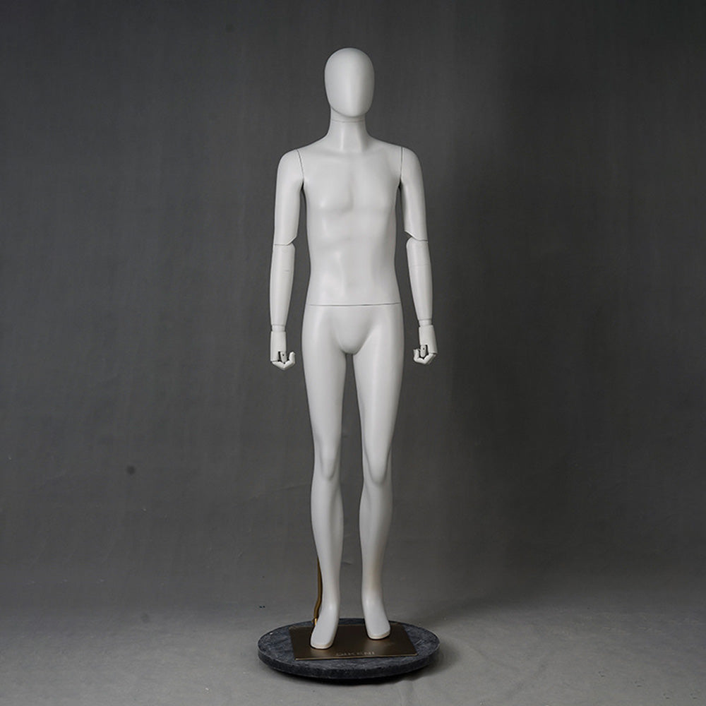 DE-LIANG Luxury Male Full Body Mannequins,Matte White Male Dress Form Display Mannequis with Base,Stand Realistic Model for Clothing Shops