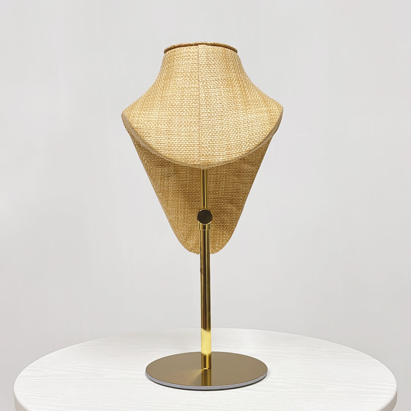 DE-LIANG Woven Rattan Necklace Bust & Hat Display Stand – For Jewelry and Hat Display