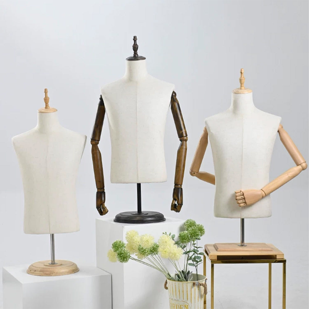 DE-LIANG Wooden Mannequin Head Cap for Clothing Store Boutique Display Dress Form