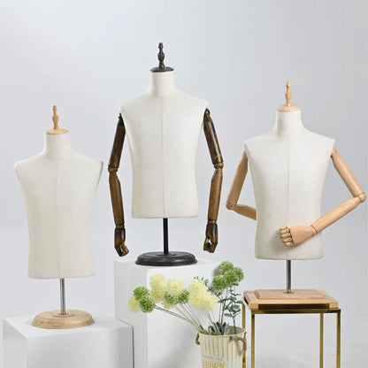 DE-LIANG Wooden Mannequin Head Cap for Clothing Store Boutique Display Dress Form