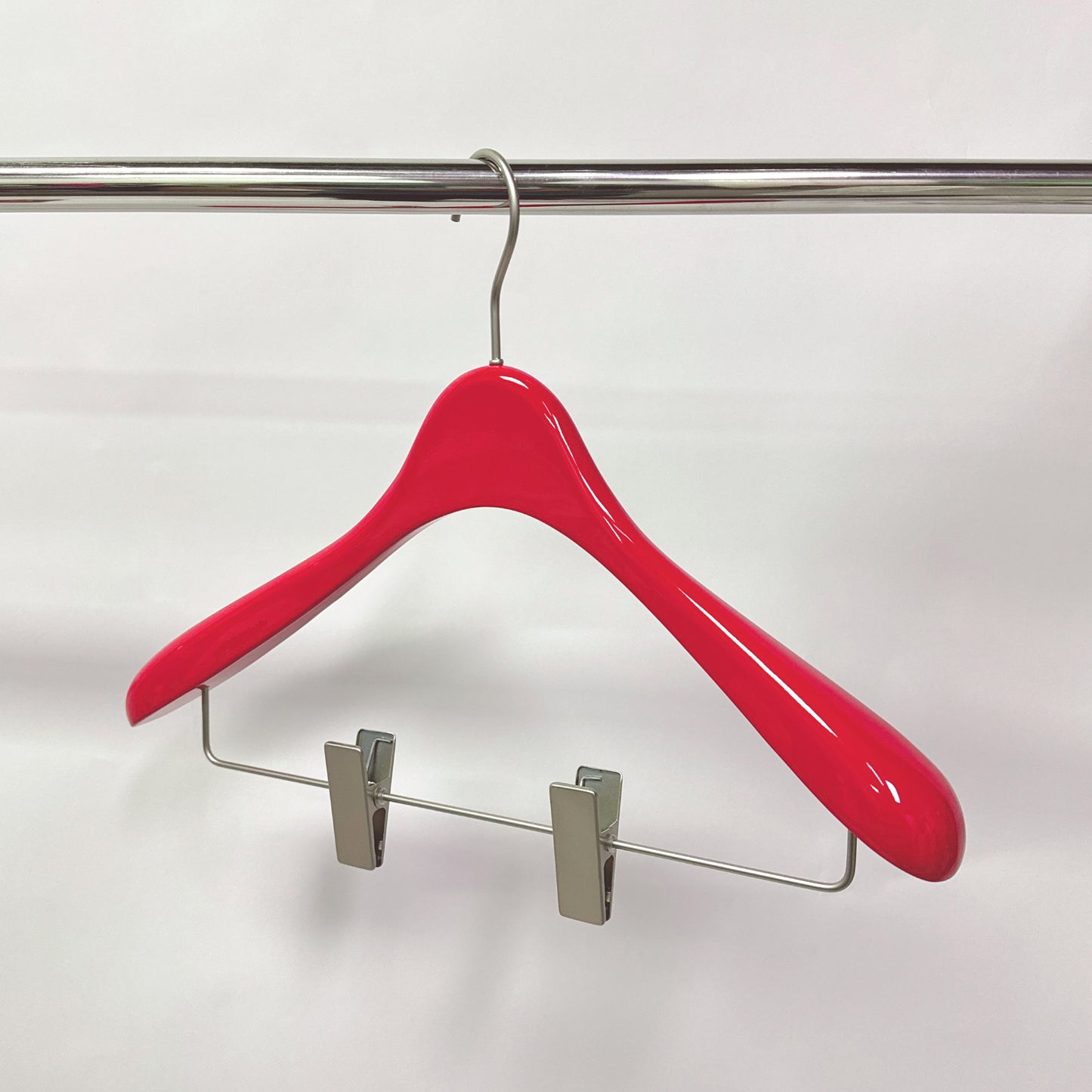 Luxury Wood Hanger, Glossy Red With Silver Pearl Nickle Hook 39*4.5cm, Clothing Rack for Wedding dress bridesmaid jacket dress coat display - De-Liang Dress Forms