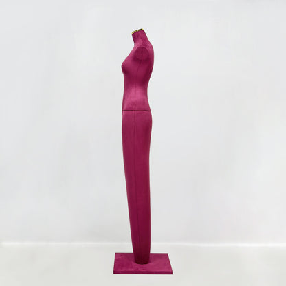 DE-LIANG Burgundy Suede Female Mannequin - Full Body Dress Form for Bridal Boutique