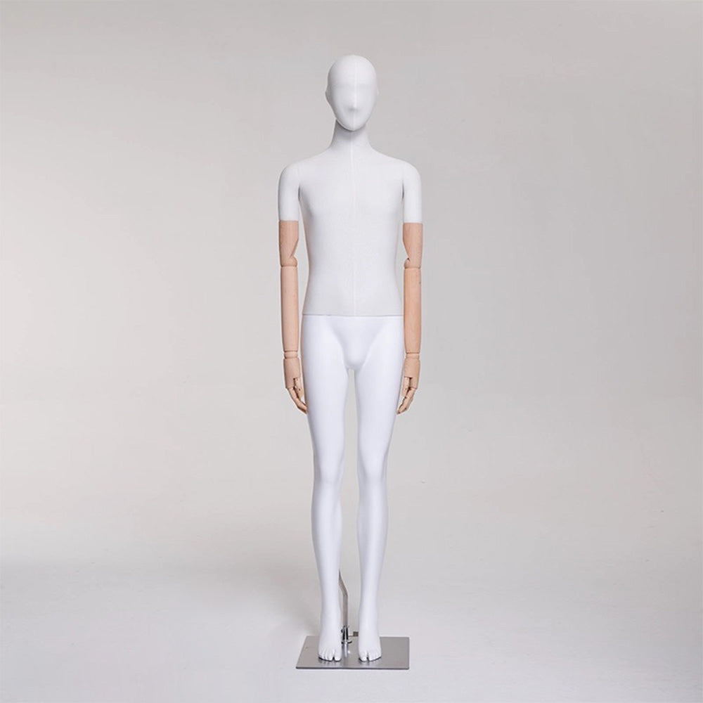 DE-LIANG Mannequin de luxe pour femme grande taille avec bras dorés, mannequin de présentation de torse en daim rose, modèle de présentation de torse de mannequin grande taille