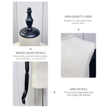 Load image into Gallery viewer, Male half body adjustable height fabric mannequin, window display rack adult men torso, dress form for clothes display with Shoes Rackd DLMH340-LINEN-BEIGE
