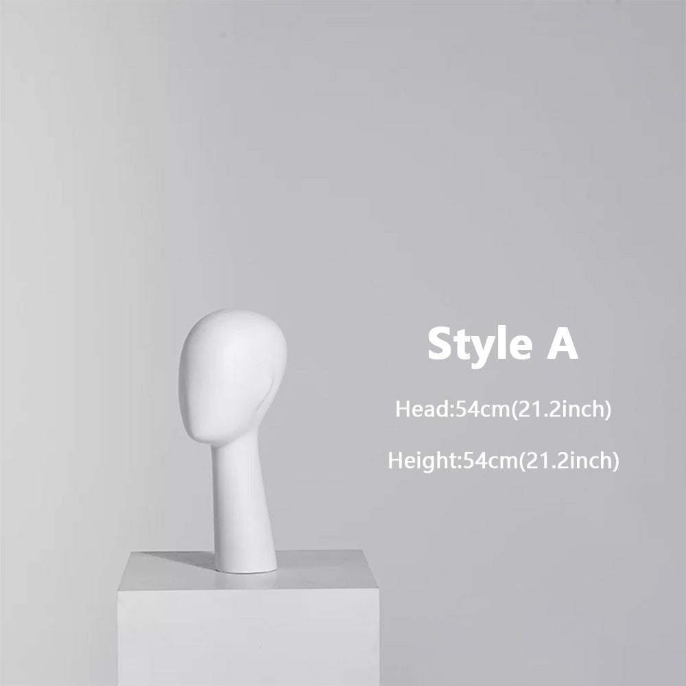 DE-LIANG Long Neck Mannequin Head with Face Features – Fiberglass Hat Wig Scarf Display