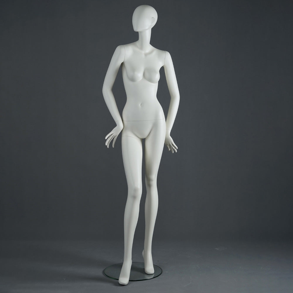 DE-LIANG Female Full Body Mannequin | Matte White Fiberglass Realistic Dress Form Display | Elegant Standing & Sitting Window Display Model for Clothing Stores, Boutiques & Fashion Exhibitions