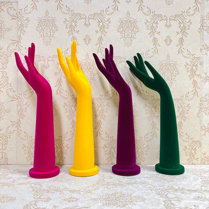 Luxury Rose Red Yellow Purple Green Plastic Velvet Mannequin Hand, Jewellery Accessories Body Dressform Hands Arms, Light Weight Manikin DE-LIANG