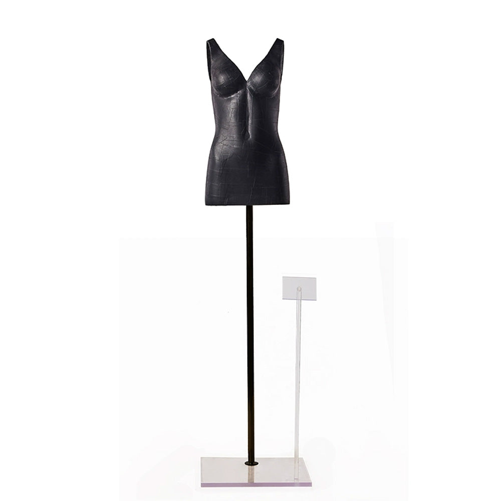 DE-LIANG Female Half Body Mannequin Display Dummy,Black Female3D Hollow with Label Display Stand Display Props DL0050