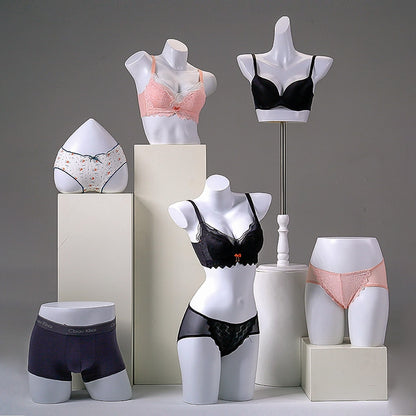 DE-LIANG White Female & Male Lingerie Display Form - Bust Torso Hip Mannequin Bra Panty Underwear Display Prop