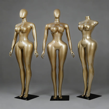 Professional Chrome Plated Female Mannequin - Full Body Dress Form Display Stand for Retail & Boutique