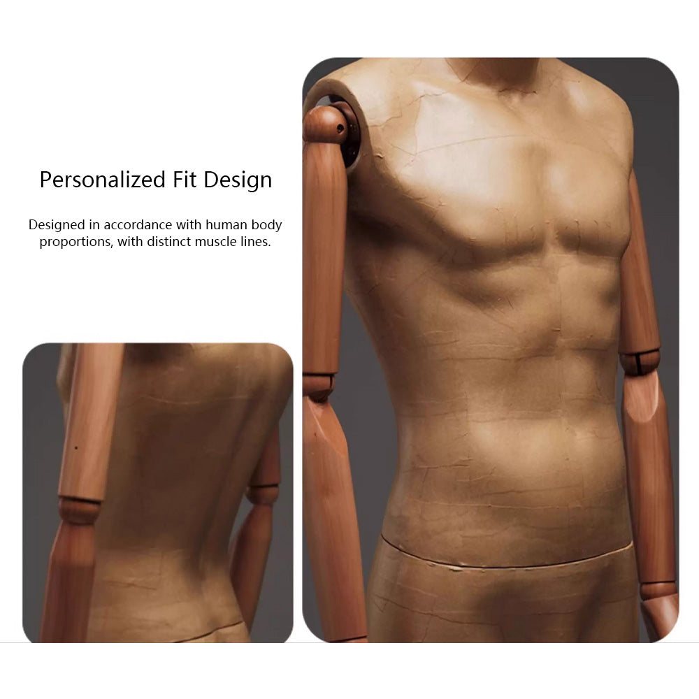 DE-LIANG Kraft Paper Full Body Mannequin: Wooden Arms, Clothing Display
