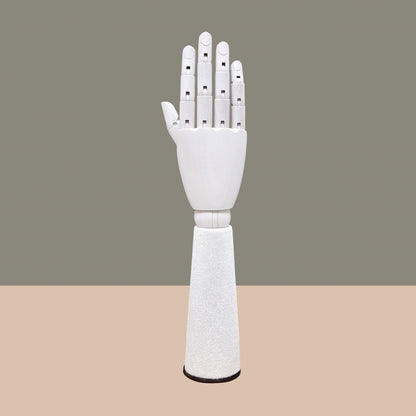 DE-LIANG White Velvet Wooden Hand, Luxury White Painted Mannequin Hands for Women's Apparel Jewelry Watch Ring Display-Right Hand Size37&43.5cm*1pcs