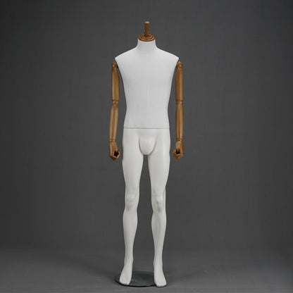 DE-LIANG Male Fabric Full Body Mannequin with Wooden Arms,Adjustable Tailor Dress Form Display Model for Clothing Stores, Suits, Window Fashion Display & Boutique Decoration