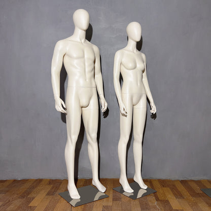 Luxury Female/Male Full Body Mannequin,Matt Beige White Mannequin Torso,Mannequin For Clothing Window Standing Model Props Shot Dummy DE-LIANG