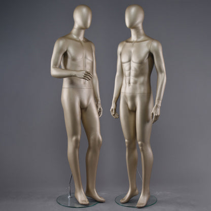 DE-LIANG Male Full Body Mannequin,Metallic Gold Realistic Fiberglass Display Model for Clothing, Suits & Window Showcase,Adjustable Standing Mannequin for Fashion Stores & Exhibitions
