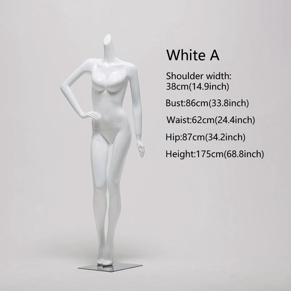 DE-LIANG Female Lingerie Display Form - White Gold Full Half Body Mannequin Bust Torso Hip Bra Panty Prop