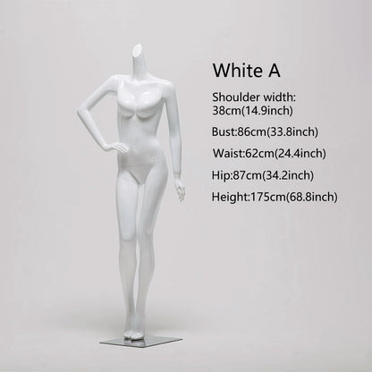 DE-LIANG Female Lingerie Display Form - White Gold Full Half Body Mannequin Bust Torso Hip Bra Panty Prop