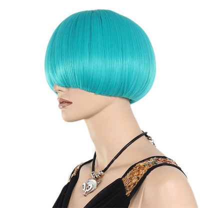 White/Green 21'' BOBO Wig For Mannequin Use Only,Handmade Short Wigs with Cover Shelf,Short Hair for Window Manikin Head Decorate,Green De-Liang Dress Forms