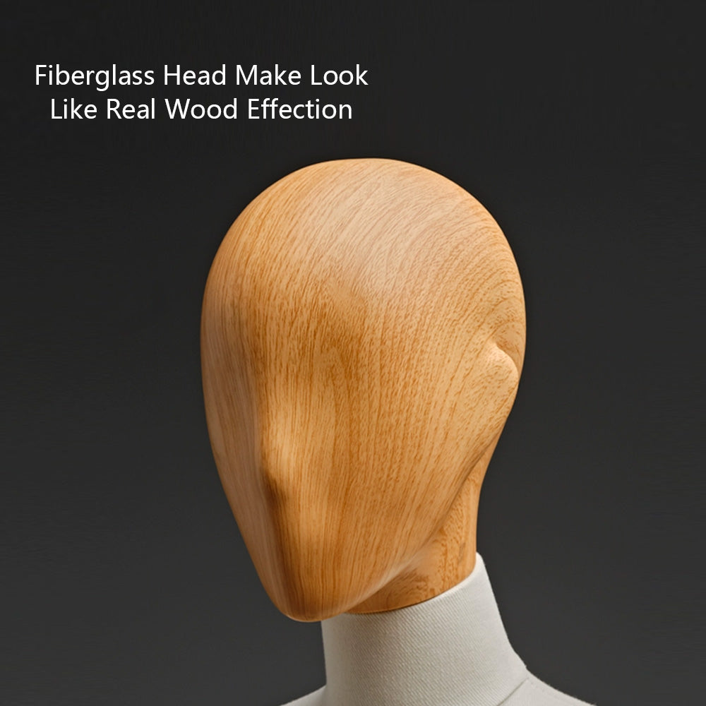 DE-LIANG Female Half Body Mannequin,Linen Display Mannequin with Fiberglass Head With Wooden Effection for Fashion Cloth Dressmaker Dummy DE-LIANG