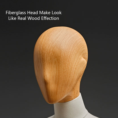 DE-LIANG Female Half Body Mannequin,Linen Display Mannequin with Fiberglass Head With Wooden Effection for Fashion Cloth Dressmaker Dummy DE-LIANG