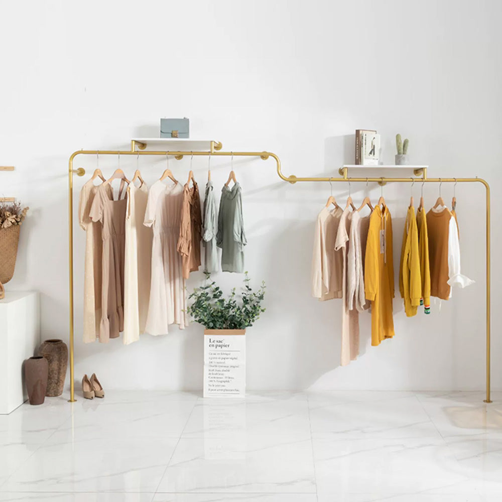 DE-LIANG Clothing Display Rack, Luxury Golden Color Hanging Hanger,Floor-Style High-Grade Shelf for Clothes Boutique DL196 250CM/300CM,DL195 200/250CM DE-LIANG