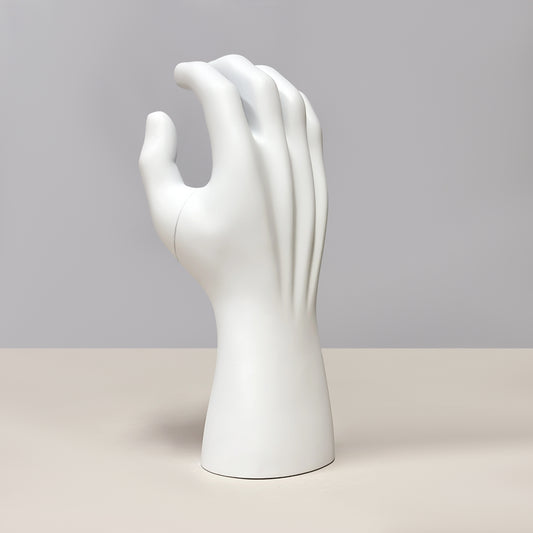 DE-LIANG Matte White Male Fiberglass Hand Display Stand: Jewelry /Watch Display; Sports Gloves and Wristbands Display.