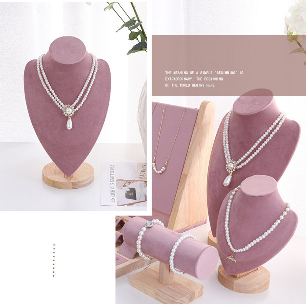 DE-LIANG Pink Velvet Jewelry Display Stand Set – Perfect for Jewelry Stores & Boutiques