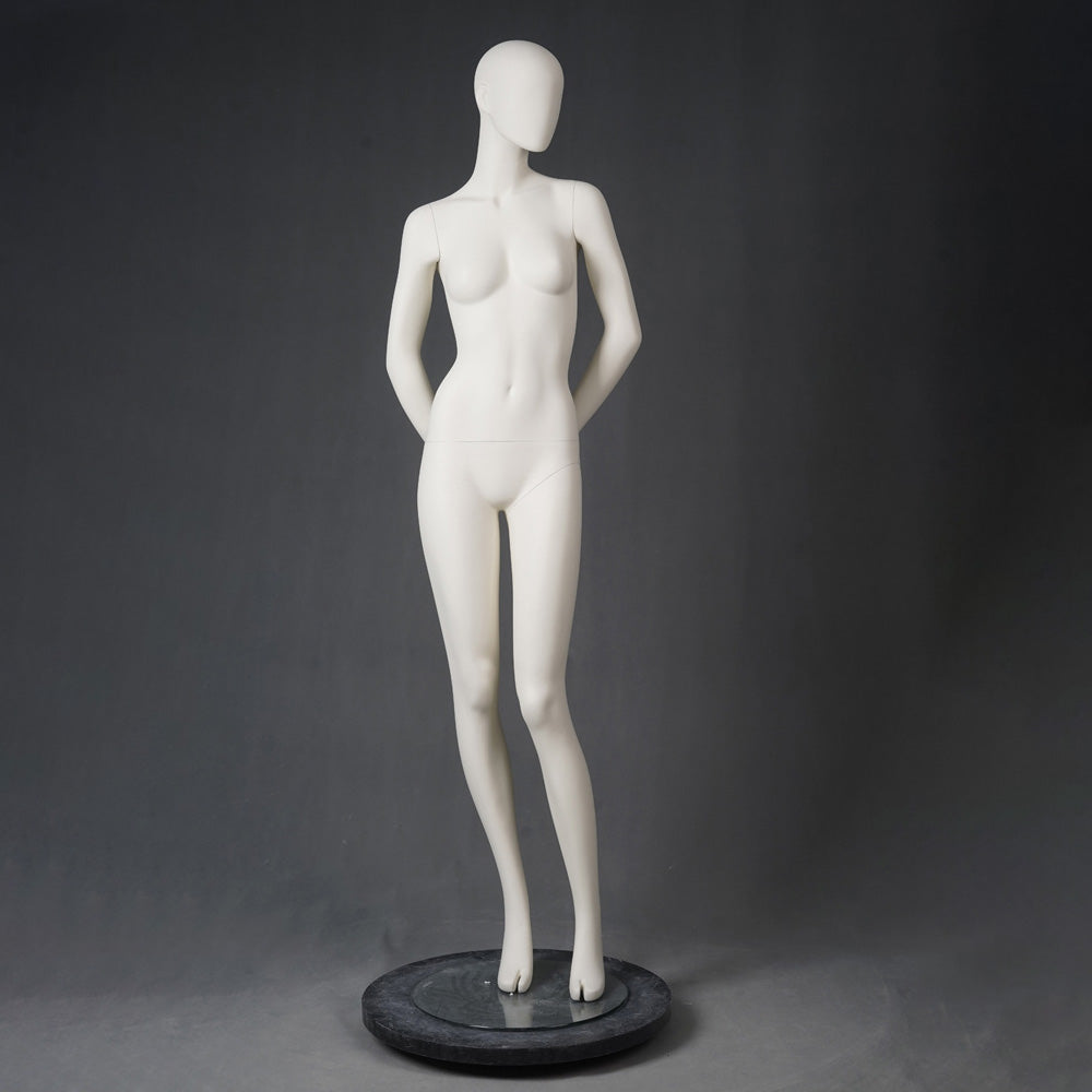 DE-LIANG Full Body Female Mannequins,Matte White Fiberglass Realistic Dress Form Display,Standing Window Display Model for Clothing Stores, Boutiques & Fashion Exhibitions
