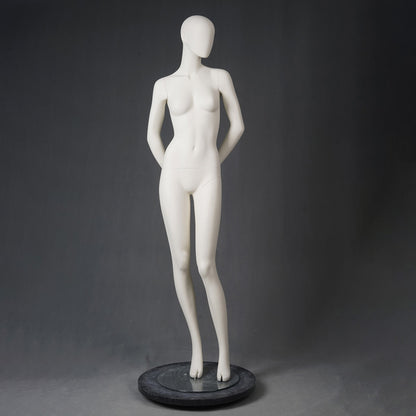 DE-LIANG Full Body Female Mannequins,Matte White Fiberglass Realistic Dress Form Display,Standing Window Display Model for Clothing Stores, Boutiques & Fashion Exhibitions