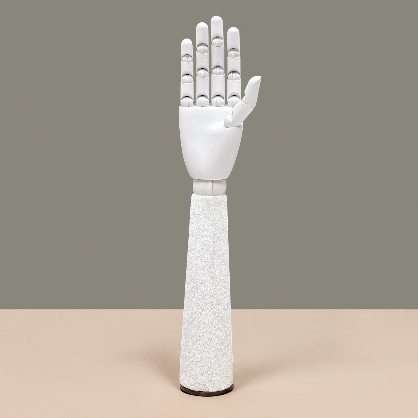 DE-LIANG White Velvet Wooden Hand, Luxury White Painted Mannequin Hands for Women's Apparel Jewelry Watch Ring Display-Right Hand Size37&43.5cm*1pcs