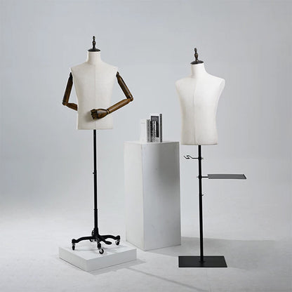 DE-LIANG Wooden Mannequin Head Cap for Clothing Store Boutique Display Dress Form