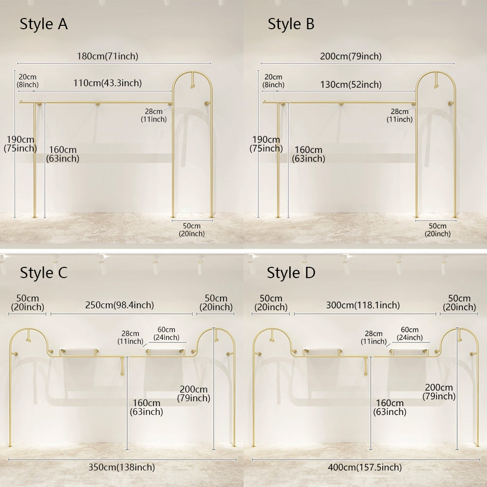 Women's Clothing Store Clothes Display Stand  Floor-Standing Gold Clothes Display Rack Combination Clothing Store Hanger 2365