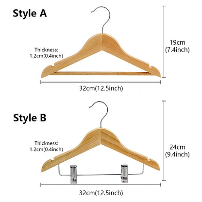 DE-LIANG Kids Solid Wood Hangers with Clips | Non-Slip Children's Closet Hangers Ages 2–8