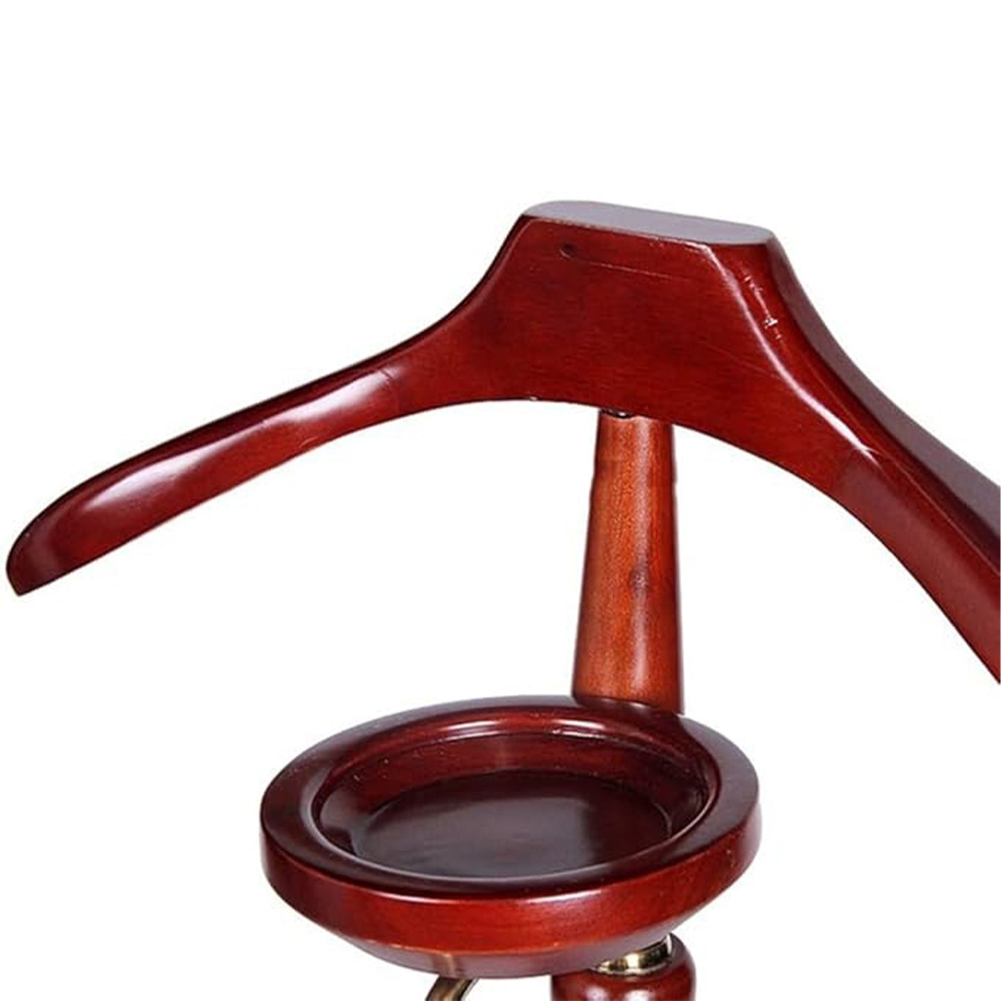DE-LIANG Solid Wood Suit Valet Stand - Luxury Coat Hanger Rack with Brass Accents