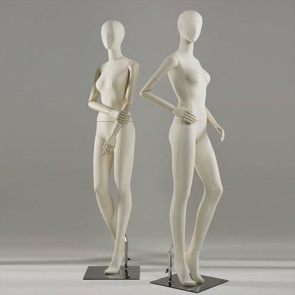 DE-LIANG Sculpted Fabric Female Mannequin with Wooden Arms